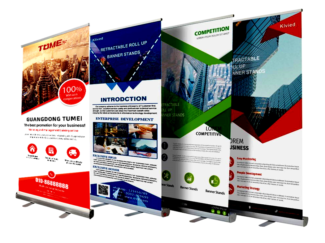 pull up banners, roll up banners, retractable banners with stands